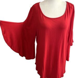 Kim & Cami Circle Bell 3/4 Sleeve Top Red Size XL